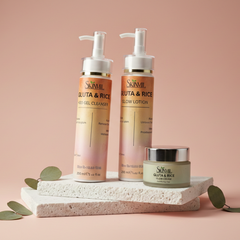 Complete Glow Trio – Body Lotion, Face Cleanser & Rice Glow Cream Set
